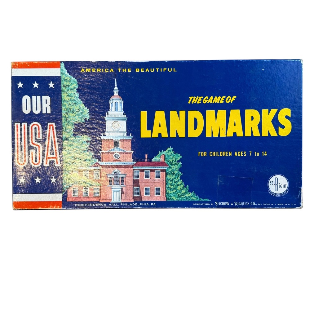 Selchow & Righter The Game of Landmarks Our USA Vintage 1962 Board Complete